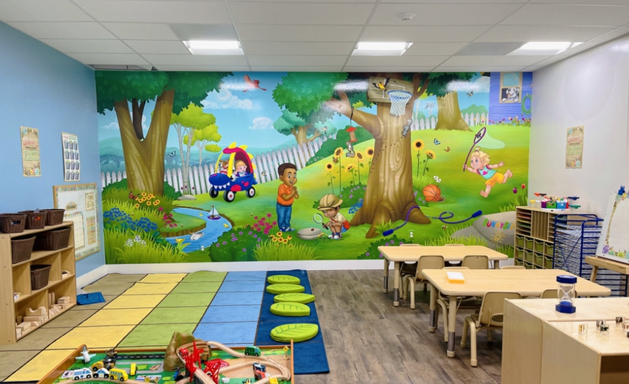themed areas, daycare, positive, stimulating, decorate